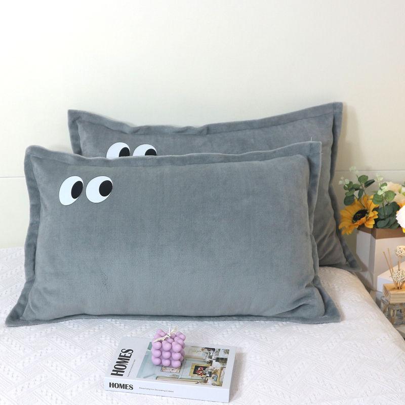 Pillowcase Milk Fiber Embroidery 48x74cm Winter Warm Soft Comfortable Fluffy Plain Home Household Textile Pillow Cover Couples