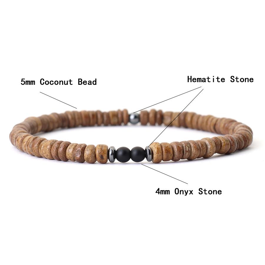 Noter New Men Natural Coconut Bead Bracelet Vintage Meditation Wooden Braclet Hematite Healing Braslet Tiger Eyes Stone Pulsera