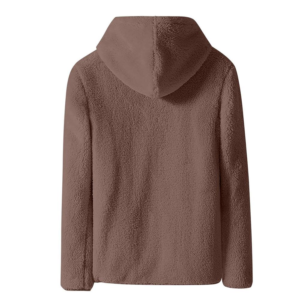 Jednokolorowy damski dwustronny koralowy aksamitny luźny sweter z kapturem ciepły damski zapinany na zamek błyskawiczny kurtka z wełny jagnięcej