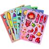 New 6 Sheets/Pack Colorful Space Adventure Puzzle Face Change Sticker Cartoon Rocket Astronaut Children Hands-On Brain Collage