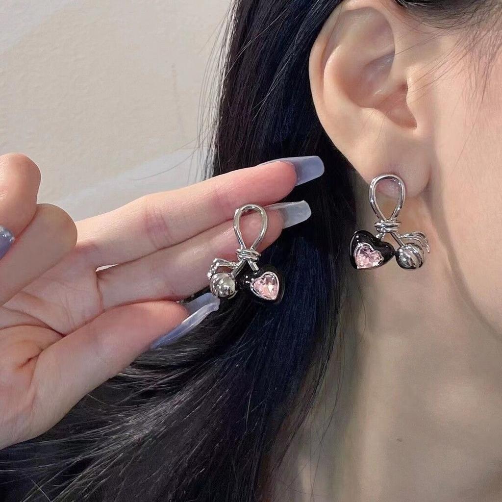 925 Silver Needle Temperament High-end Full Diamond Pearl Earrings Women's ins Wind Geometric Earrings Korean Light Luxury Earrings