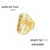Cazador Hollow Flower of Life Women's Rings Adjustable Stainless Steel Open Rings Wedding Anniversary Jewelry Mother Day Gift
