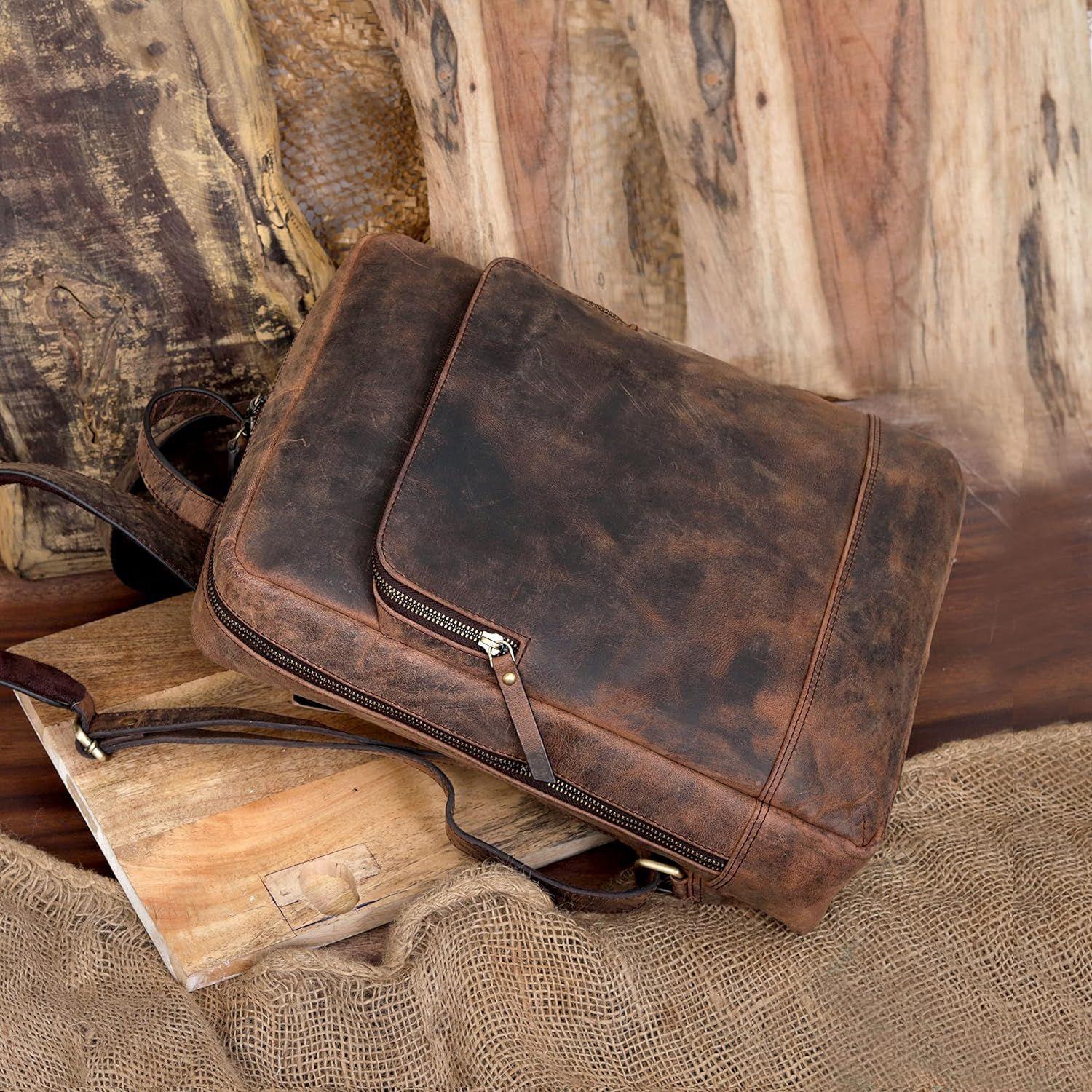 Кожаный рюкзак для ноутбука премиум-класса для мужчин и женщин — стильная — фото 7