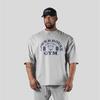 2026 Summer Mens Gym Tshirt Barbell Muscle Graphic Oversized Heavy Cotton Streetwear For Bodybuilding Powerlifting