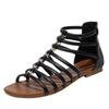 Sandales croisées pour femmes, chaussures romaines simples d'été pour vacances en bord de mer, nouvelles chaussures rétro à dos plat avec fermeture éclair ethnique bohème