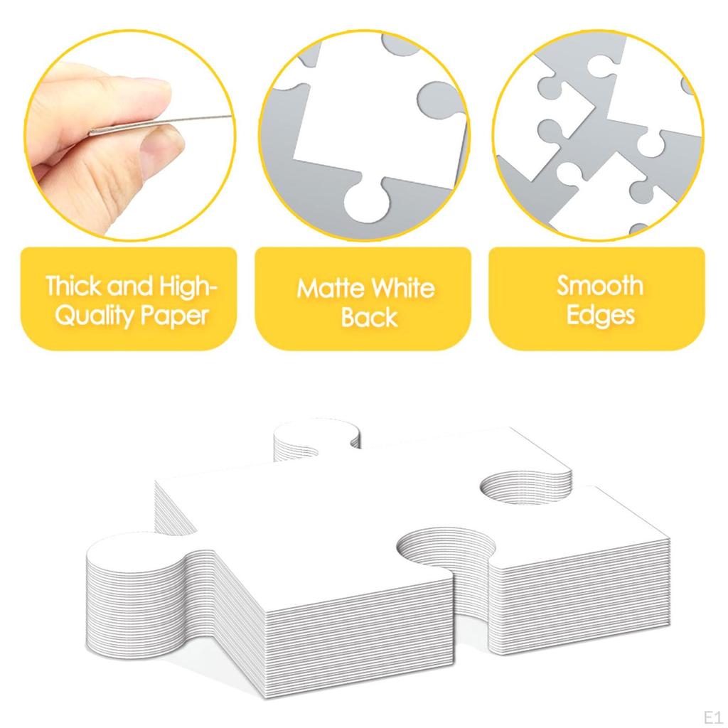 30Pcs White Cardboard Blank Puzzle Set 20x23cm Educational Versatile Smooth Edges Lightweight for