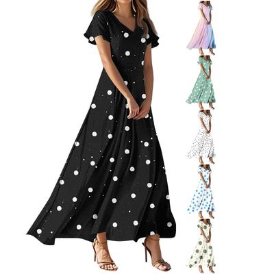 Dresses For Women Summer Casual Button Up V-neck Short Sleeve Wear To Work Dresses