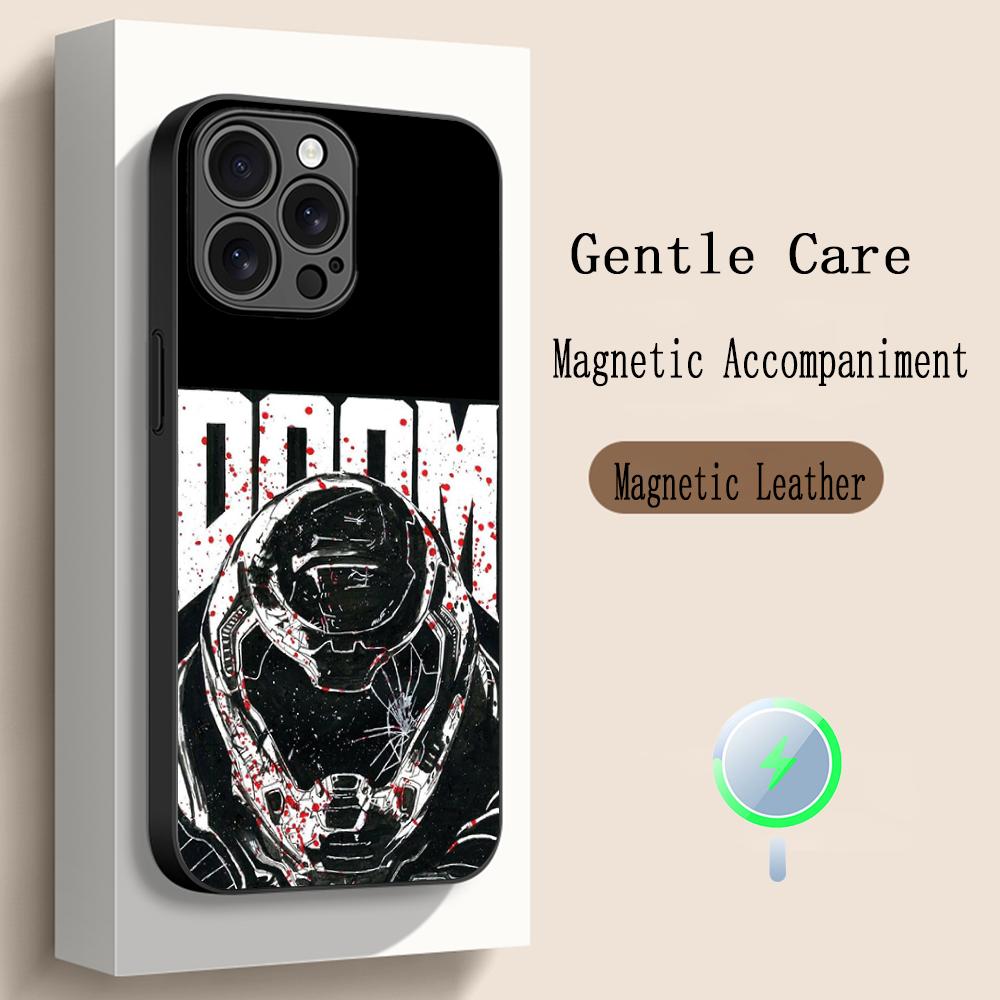 Classic Game D-doomEs Fashion Poster Phone Case For iPhone 17 16 15 14 13 12 Plus Pro Max High-end Luxury Magsafe Sheepskin