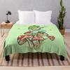 Mushroom Flannel Throw Blanket King Queen Size Brown Mushroom Pattern for Bed Sofa Couch Decor Smooth Lightweight Super Soft