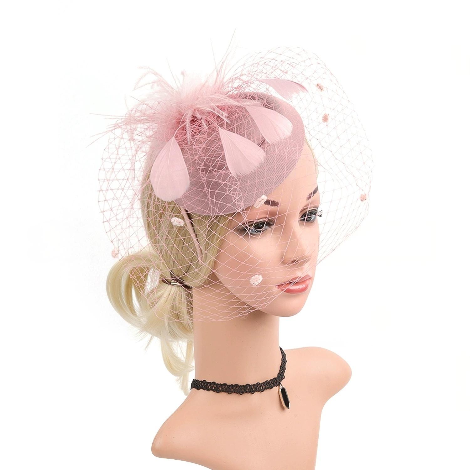 

Свадебная фата, аксессуары для волос, фата-петля из синамая, перьевой фасинатор, шляпка для формального мероприятия, головной убор для Кентуккийского дерби, церковный головной убор