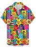 Cartoon Niedliches Katzenmuster 3D-Druck Herrenhemd Lässig Party Individuell Hip-Hop Rock Street Hawaiianisches Hemd