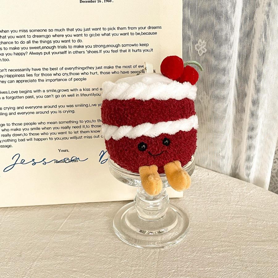 Cartoon Birthday Cake Series Keychain Cute Soothing Decoration Companion Plush Doll Soothing Toy Christmas Holiday Gift
