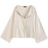 Fashion Style 2024 New Fall Women's Clothing Loose Versatile Contrast Color Stripes Linen Blended Shirt 5146664