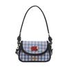 Korean Version Plaid Mini Shoulder 2025 Contrasting Color Embroidery Chain Messenger Bag Sweet and Cute Portable Fashion Saddle Bag