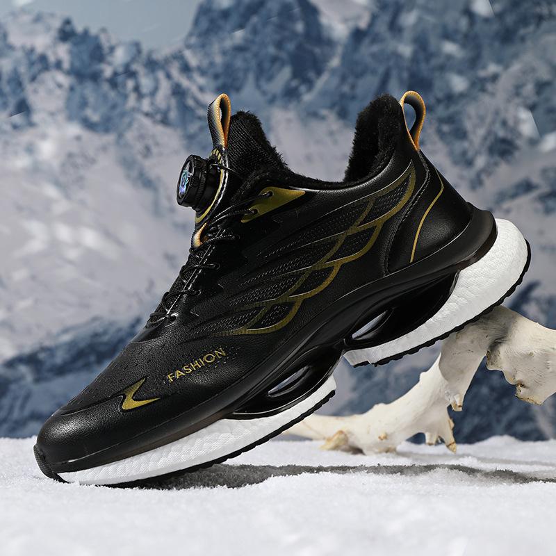 New rotating buckle men's shoes women's shoes couple trendy shoes are really explosive leather surface selection button running shoes casual