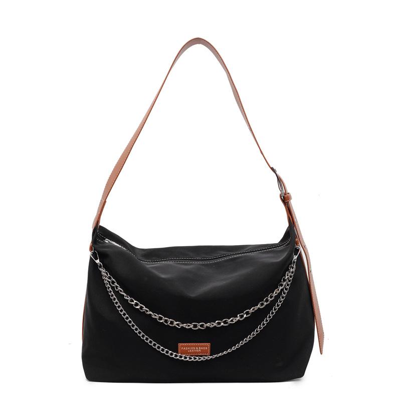 Large capacity nylon bag women's summer 2025 new casual shoulder messenger bag chain commuter tote bag
