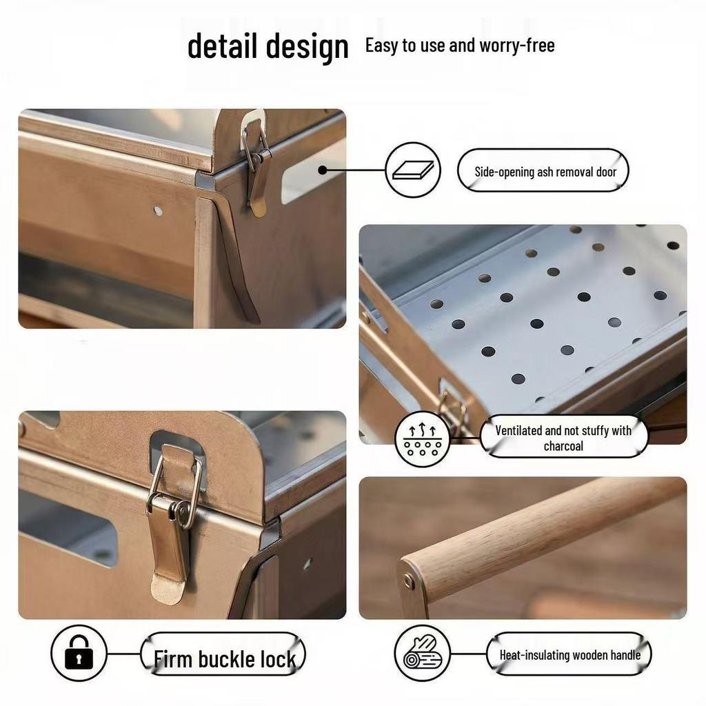 Portable 360° Rotating BBQ Grill: Easy-Clean, Outdoor Camping & Picnic Grill with Detachable Rack