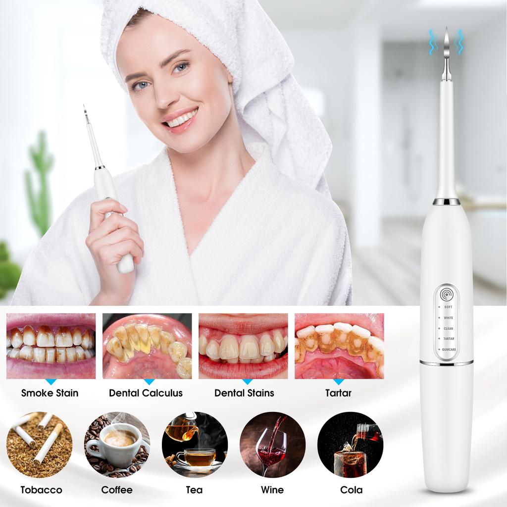 Ultrasonic Tartar Remover Electric Dental Calculus Cleaner Tooth Plaque Stain Eliminator Tooth Whitening Scaler Oral Care Kit
