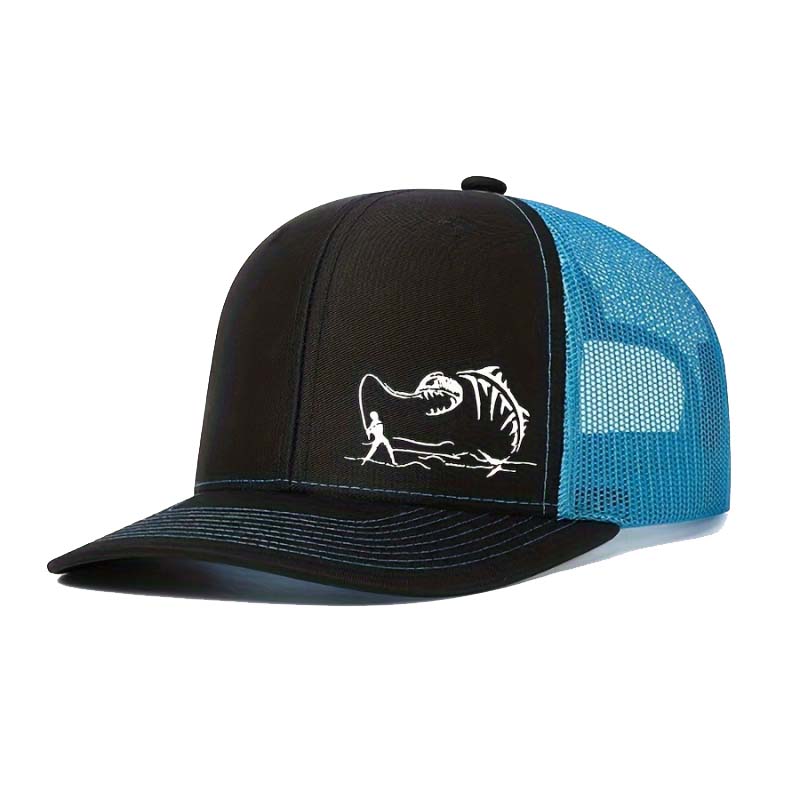 OutdoorSports Hip Hop Hat Fisherman Printed Net Hat TruckDriver Slightly Curved Baseball Cap Deep Brim HipDance Hipster Male Cap