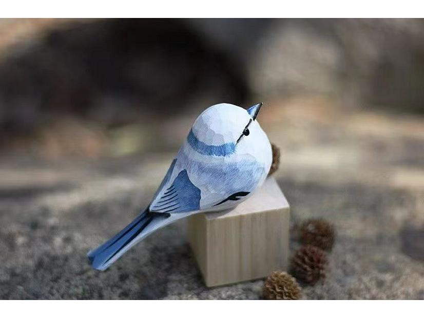 Hand-Carved Wooden Bird Ornament: Cute, Simple Healing Gift