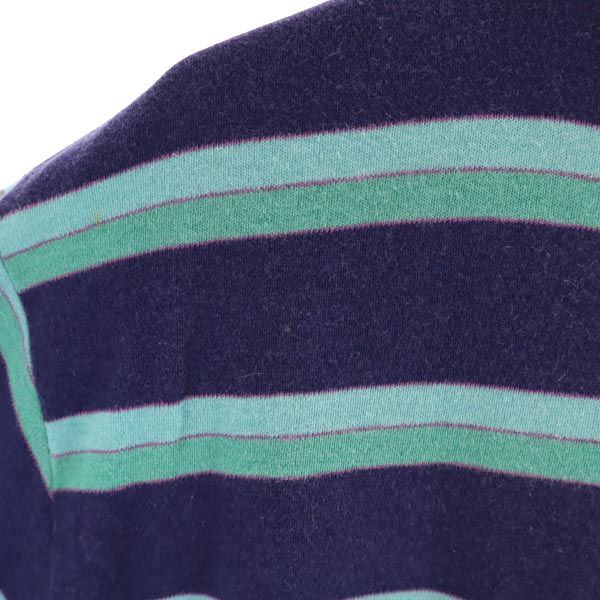 Yves Saint Laurent Border Pattern Short Sleeve Polo Shirt L Navy System Men's Used