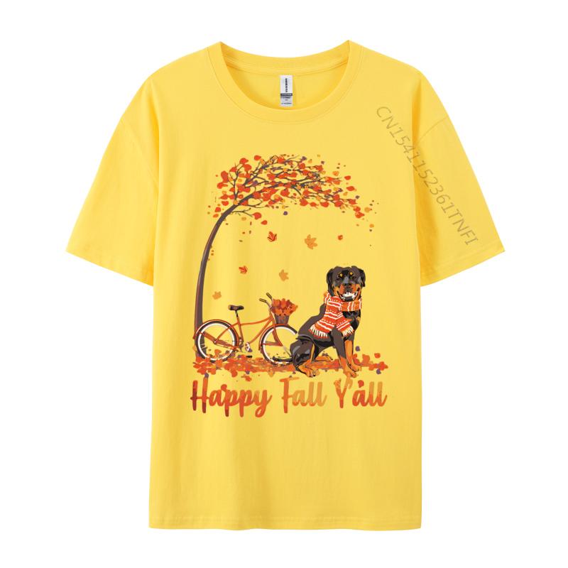 Rottweiler Dog Autumn Fall Pumpkin T-shirts Printed Regular T-shirt New Design Tee Tops Plain T Shirts Wholesale