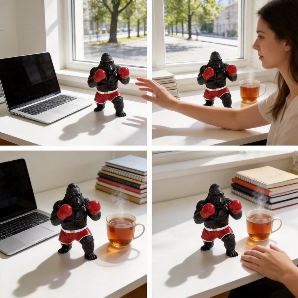 Resin Gorilla Boxing Figurine With Animal Design For Home Decor And Collectors
