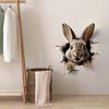 Breaking Wall Rabbit Wall Sticker Waterproof PVC Self-adhesive Home Office Living Room 3D Effect Bunny Wall Art Decoration Decal