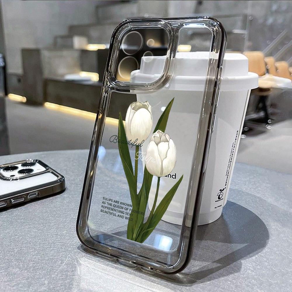 Tulip Flower Phone Case For iPhone 14 Pro Max Case For iPhone 11 12 13 Pro Max XR 7 8 14 15 Plus XS Max X SE Soft Clear Cover