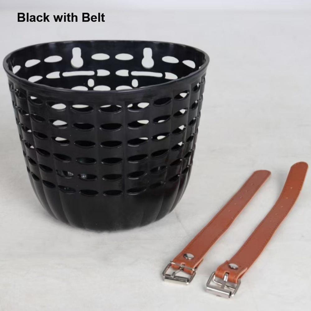 Adjustable Strap Bike Basket Retro Woven Plastic Front Riding Basket 7 Styles Durable Front Handle Carrier