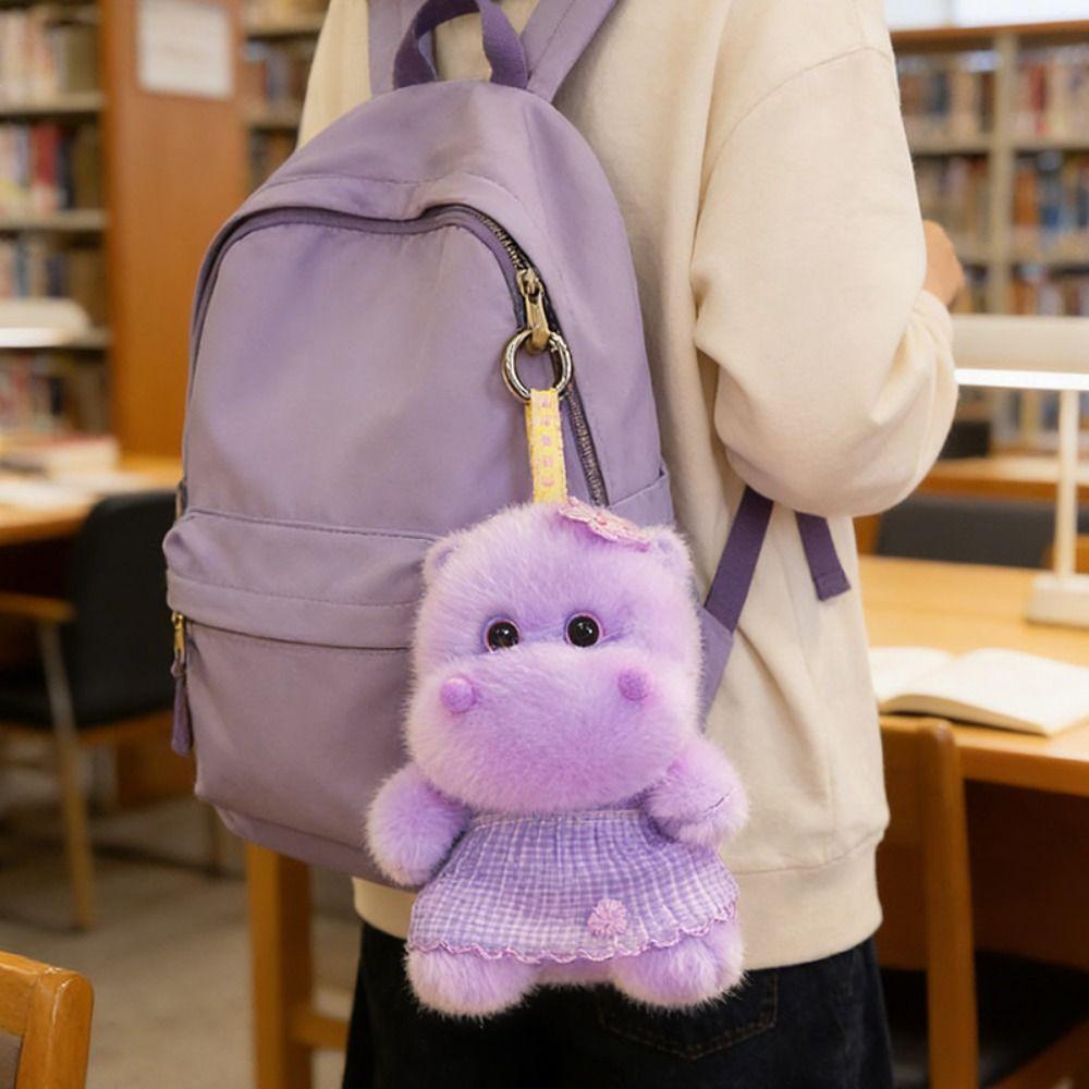 Stuffed Animal Hippos Plush Keychain PP Cotton Purple Hippos Plush Toy Backpack Decoration