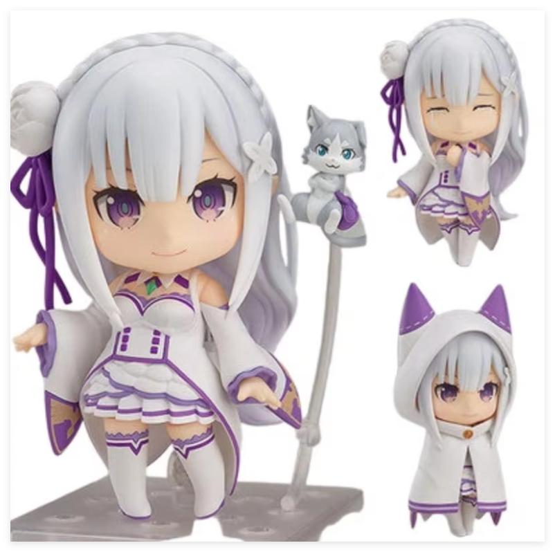 Nendoroid Re Zero Emilia 751 Q Version Posable Anime Figure Face Swap Cute Collectible Doll Desktop Decoration Gift With Parker