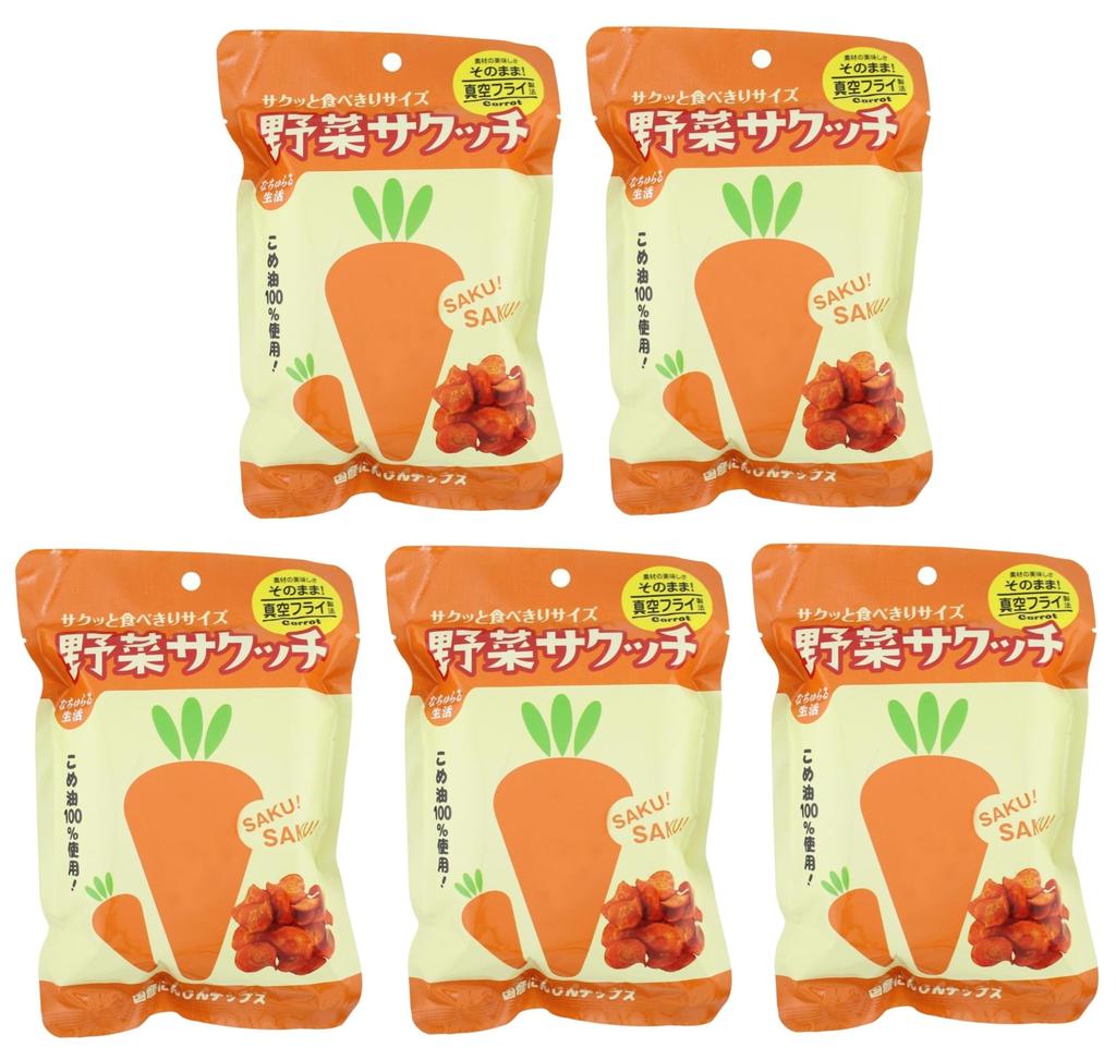 Life Vegetable Sakuchi Domestic Carrot Chips 19g X 5 Bags Gluten Free E-Organic (Vacuum Fried)