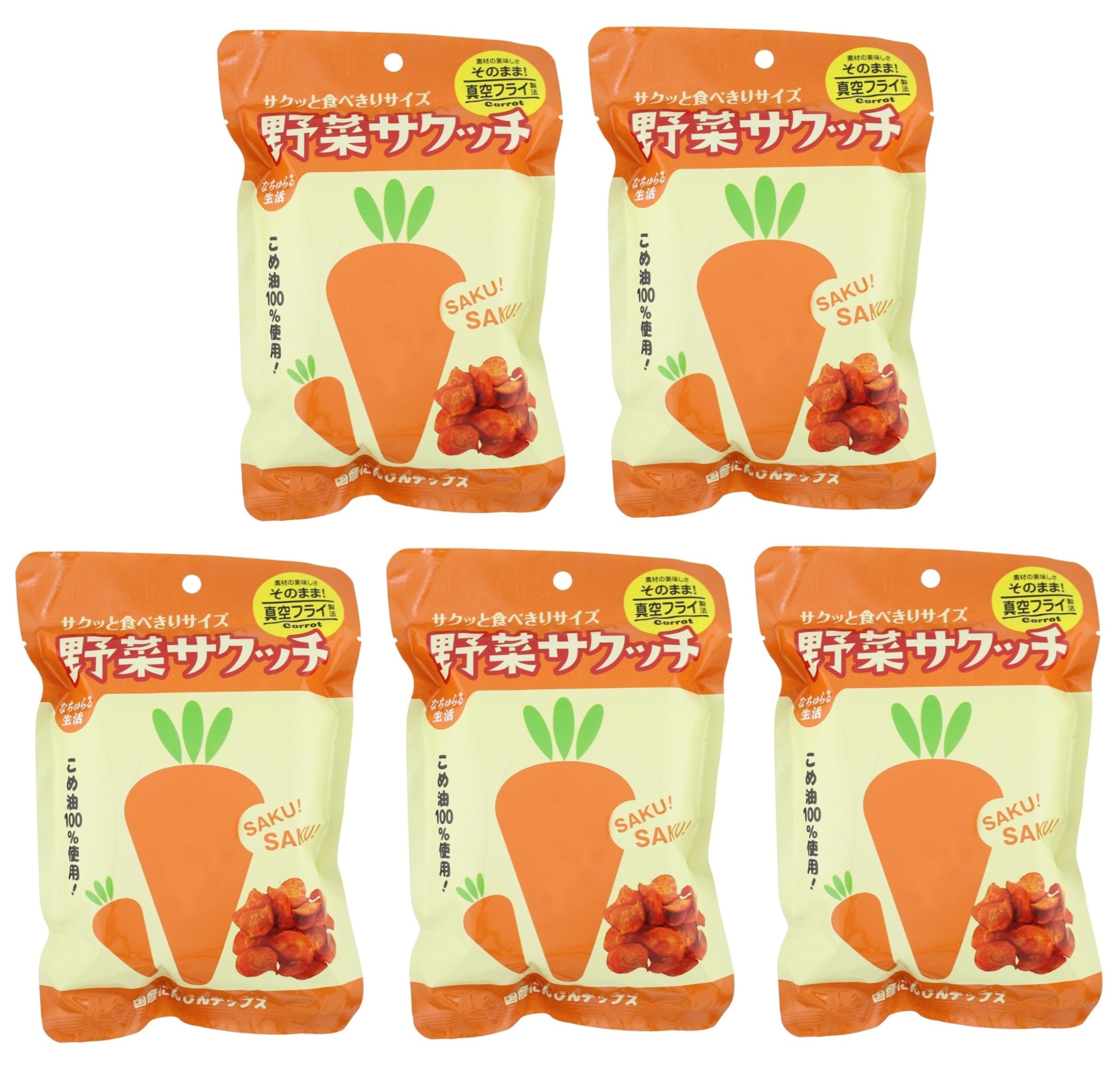 

Life Vegetable Sakuchi Отечественные морковные чипсы 19 г x 5 пакетиков Без глютена E-Органический (Вакуумной жарки)