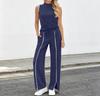 Women's 2-Piece Sleeveless Tank Top and Wide Leg Pant Set for Workout and Casual Wear