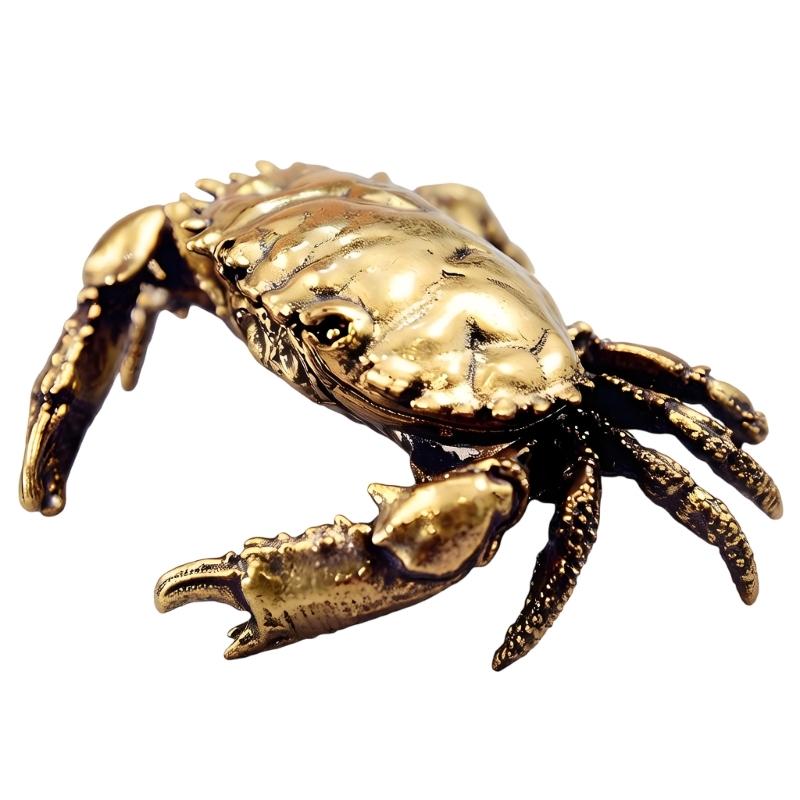 Handcrafted Brasses Crabs Figurine With Openable Shell Miniature Trinket Box For Desktop Display And Tea Table Decors