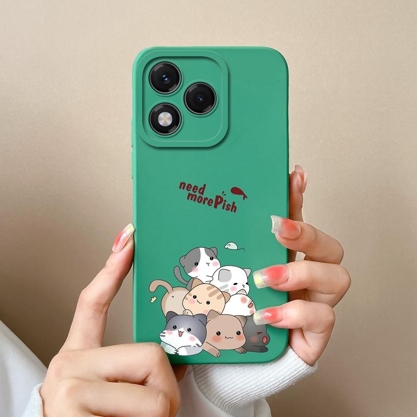 Für Huawei Honor X6b 400 Lite X9c X7c X60 X5b X8 X8c Schöne Katze Eule Muster Quadrat Weiche Flüssigkeit Silikon Anti Fingerprint Shell Für Huawei Stoßstange Abdeckung