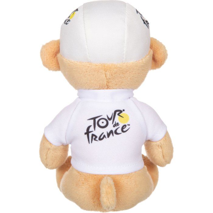 Peluche officielle du Tour de France - GIPSY TOYS - Ours maillot et casquette meilleur jeune vainqueur blanc - 15 cm