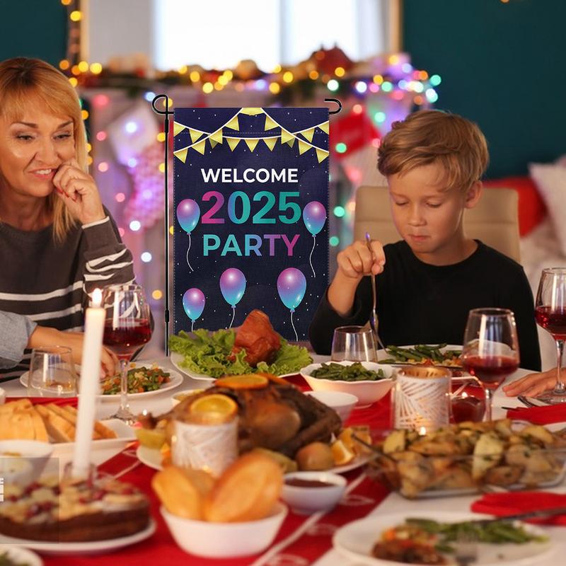 Happy New Year Garden Flag Garden Signs Seasonal Flags Double Sided Decorative Flags Yard Signs 2025 Holiday Garden Flags 12X18