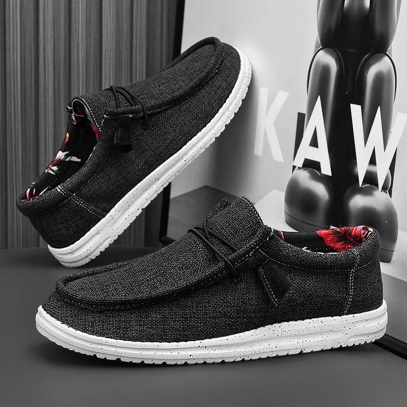 Fashion Men Canvas Shoes Luxury Brand Slip-on Mens Loafers Breathable Lightweight Men Casual Shoes Driving Shoes Plus Size 39-47