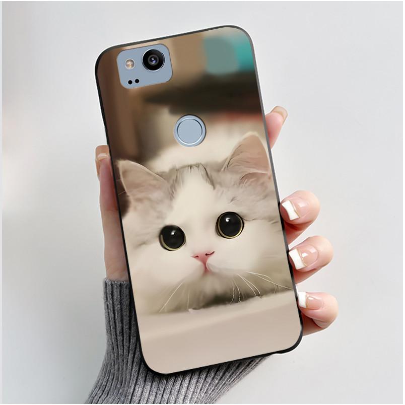 Cute Case For Google Pixel 2 / Pixel 2XL Printing Shell Pixel 1 XL Pixel1 Protective Cover Soft Silicone Cartoon Black Casing