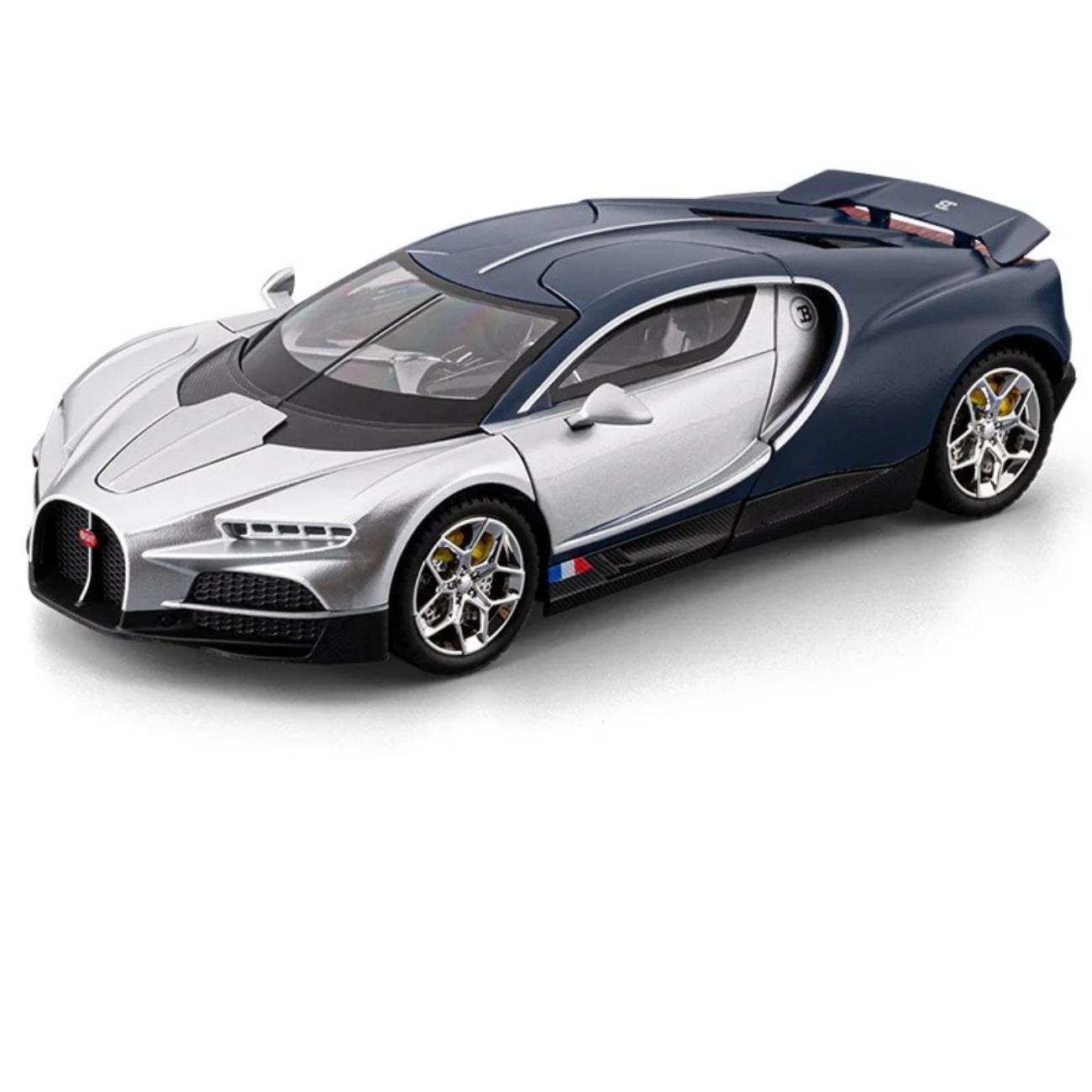 

1/24 Bugatti Tourbillon Chiron Модель Спортивного Автомобіля зі Сплаву Литий Метал Супер Перегонові Транспортні Засоби Модель Автомобіля Звук та Світло Симуляція Подарунок для Дітей срібний
