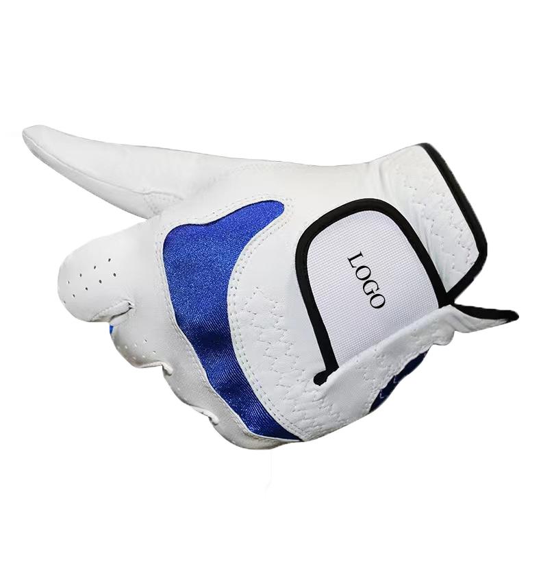 Manufacturer Custom LOGO Golf Gloves Cabretta Leather for Women Men Kid Golf Sheepskin Golf Gloves Men left hand (White+Blue) 23 size синий