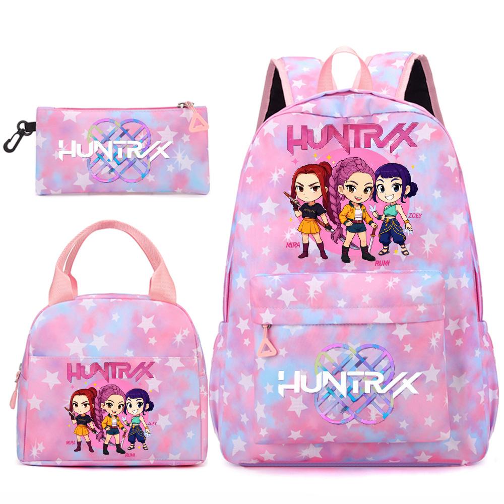 3Pcs/set Cute Kpop Printed Backpack Handbag Pencil Case for Teenger Student Girl Boy Schoolbag Kid Bookbag Large Capacity Travel Bag Gift Mochila