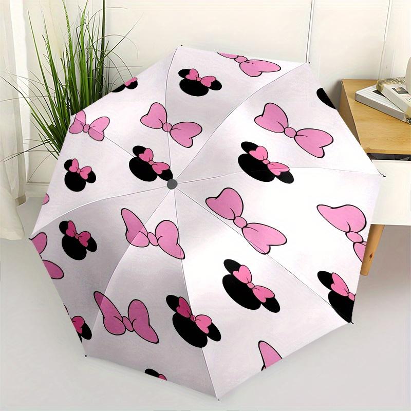 

Minnie Mouse,Bow Automatic Folding Umbrella - Simple 8-Rib Design, Bright Cartoon Pattern, Durable Iron Frame, Suitable For Travel, Outdoor,