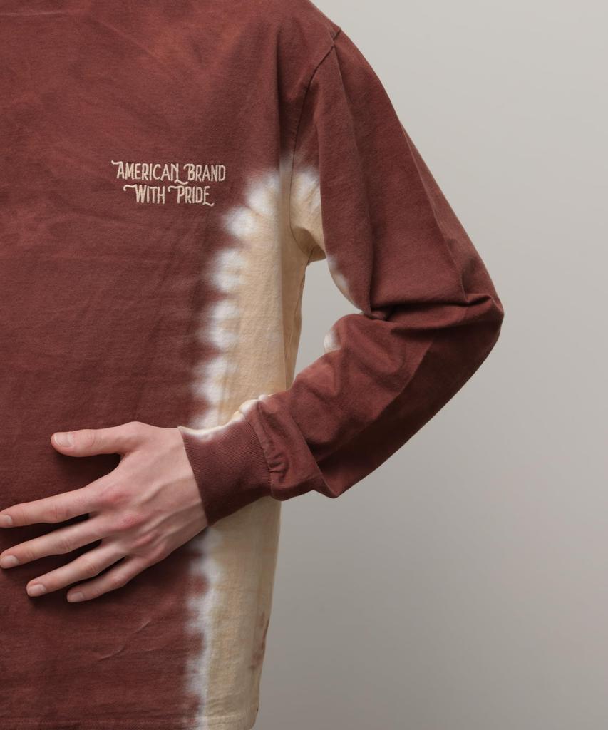 Schott NYC TIE DYE LS T-SHIRT "AMERICAN BRAND WITH PRIDE" / Herren L 050 Braun / 782-4130003