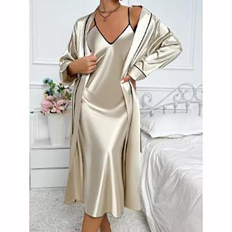 Women's Pajamas Set Long Sleeve Comfortable Loose Slip Skirt Women's Pajamas