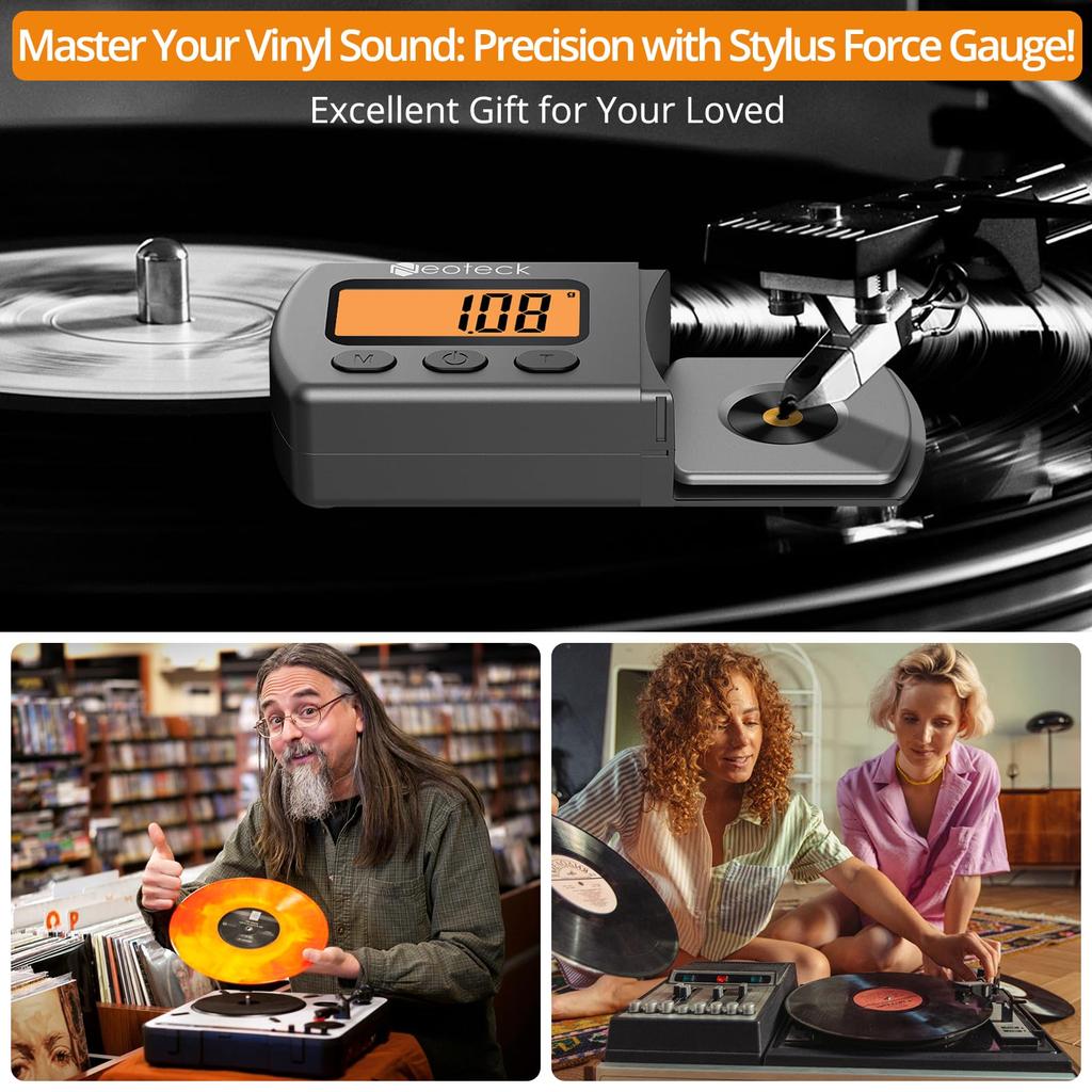 Neoteck Cântar Digital Modernizat pentru Forța Acului de Pick-up cu LCD Portocaliu 0,01g/5,00g Iluminare de Fundal(Argint)