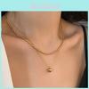 Exquisite Dual Layer Titanium Steel Gold Bean Round Ball Necklace Perfect For Layering And Stylish Looks For Women
