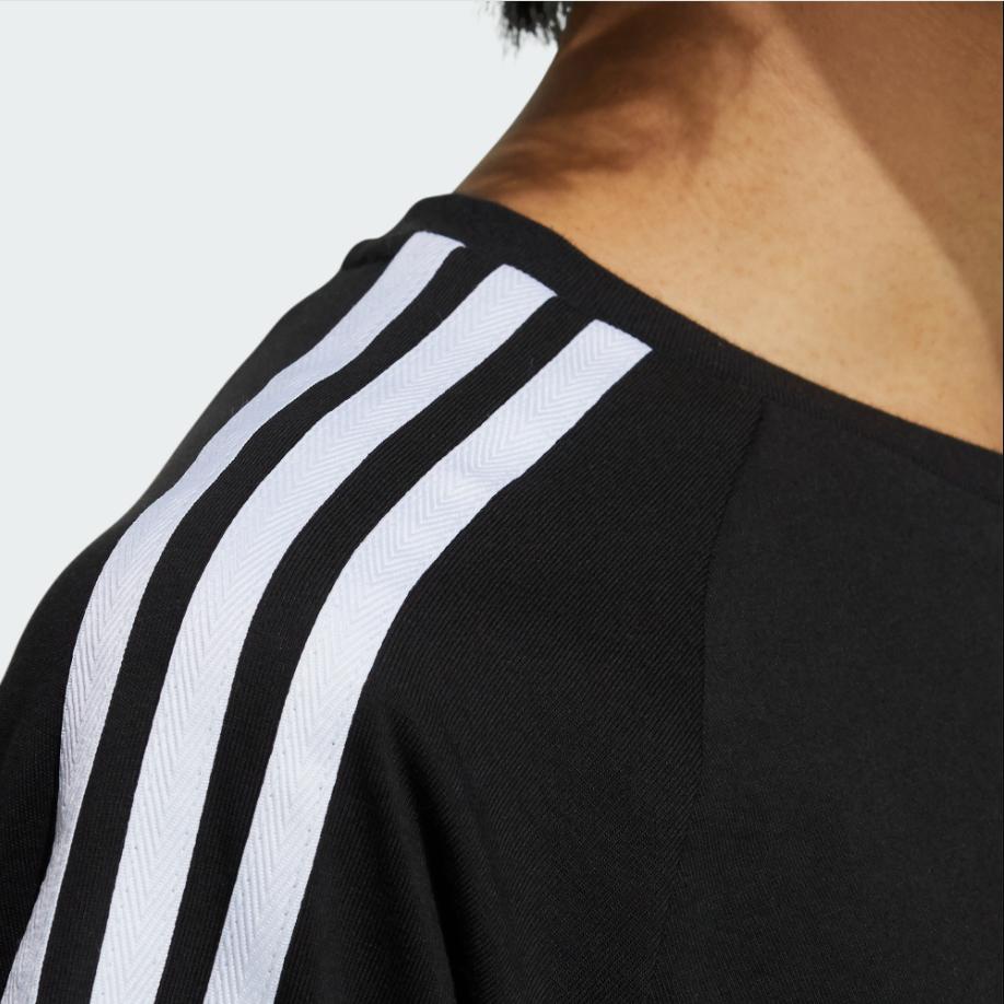 Adidas Neo Contrast Three-Stripes Sports Round Neck Fitted Short Sleeve T-Shirt Women Tops Black H65454